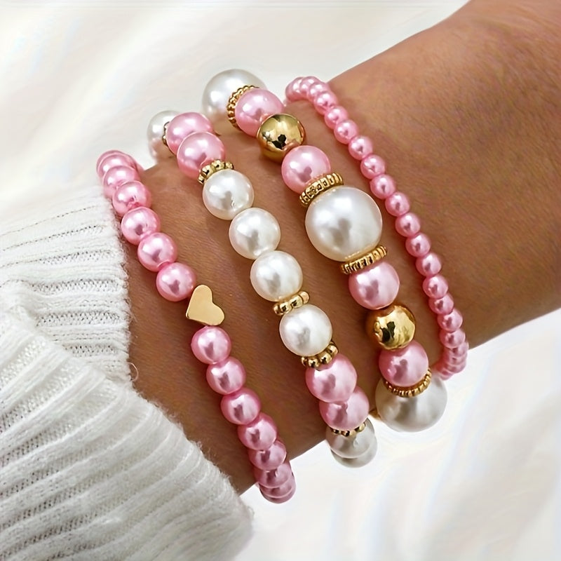 Camila | Set de pulseras de perlas con corazón