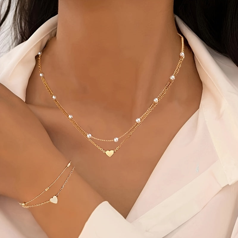 Margarita | Set de corazón y perlas superpuestas