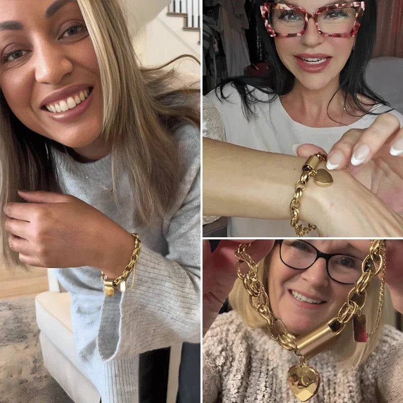 Julieta | Pulsera de cadena dorada con corazón