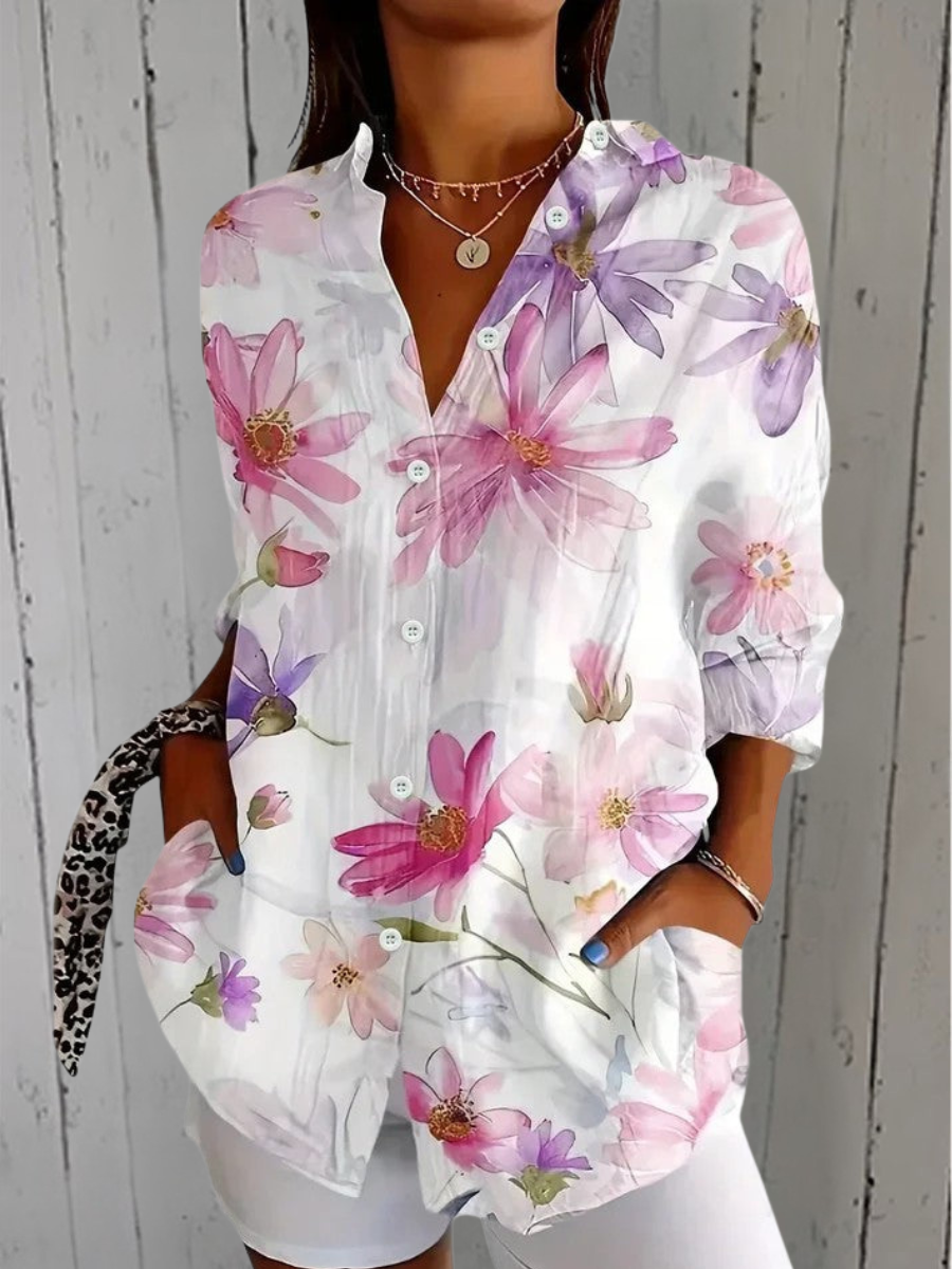 Ana | Blusa abotonada de estampado artístico