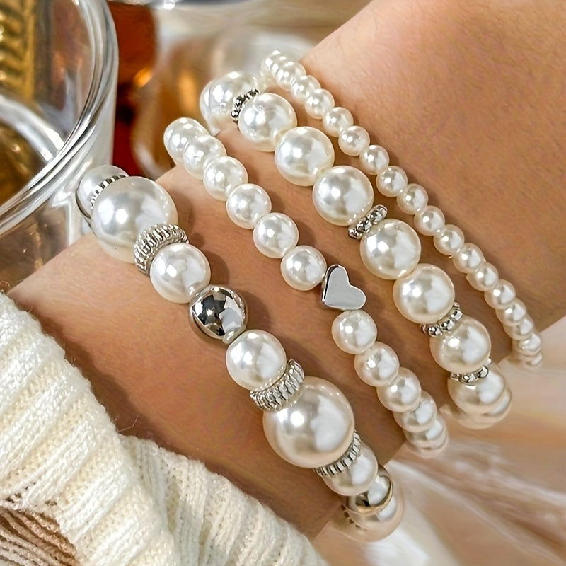 Camila | Set de pulseras de perlas con corazón