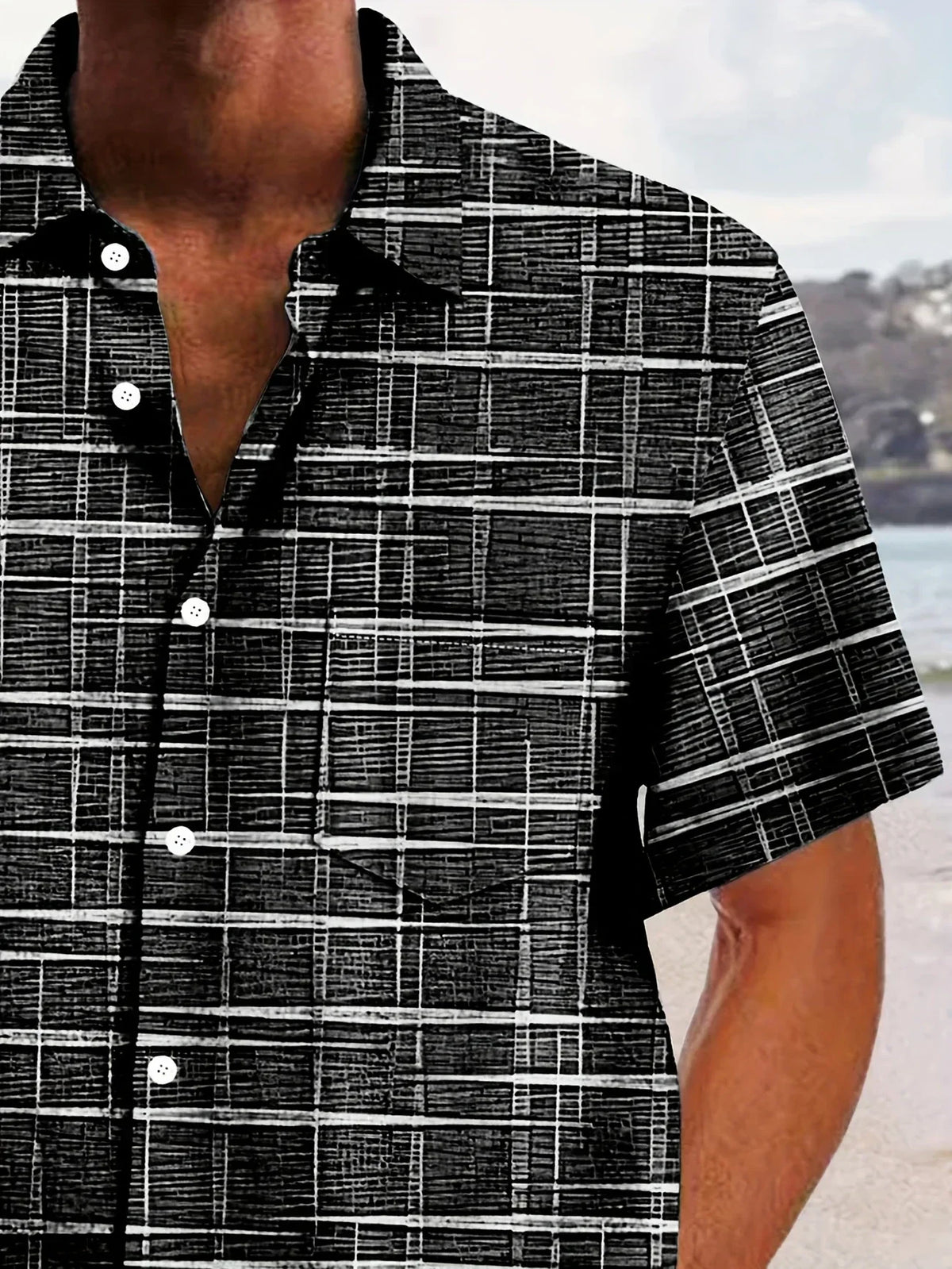 Camisa de manga corta de rayas y cuadros
