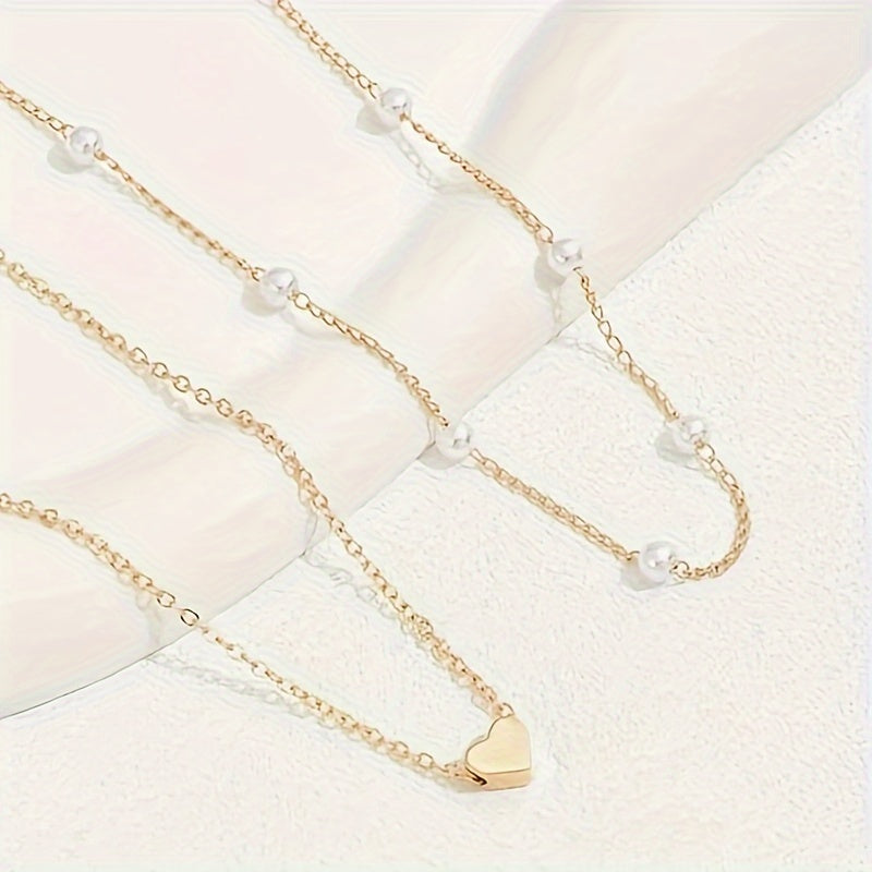 Margarita | Set de corazón y perlas superpuestas