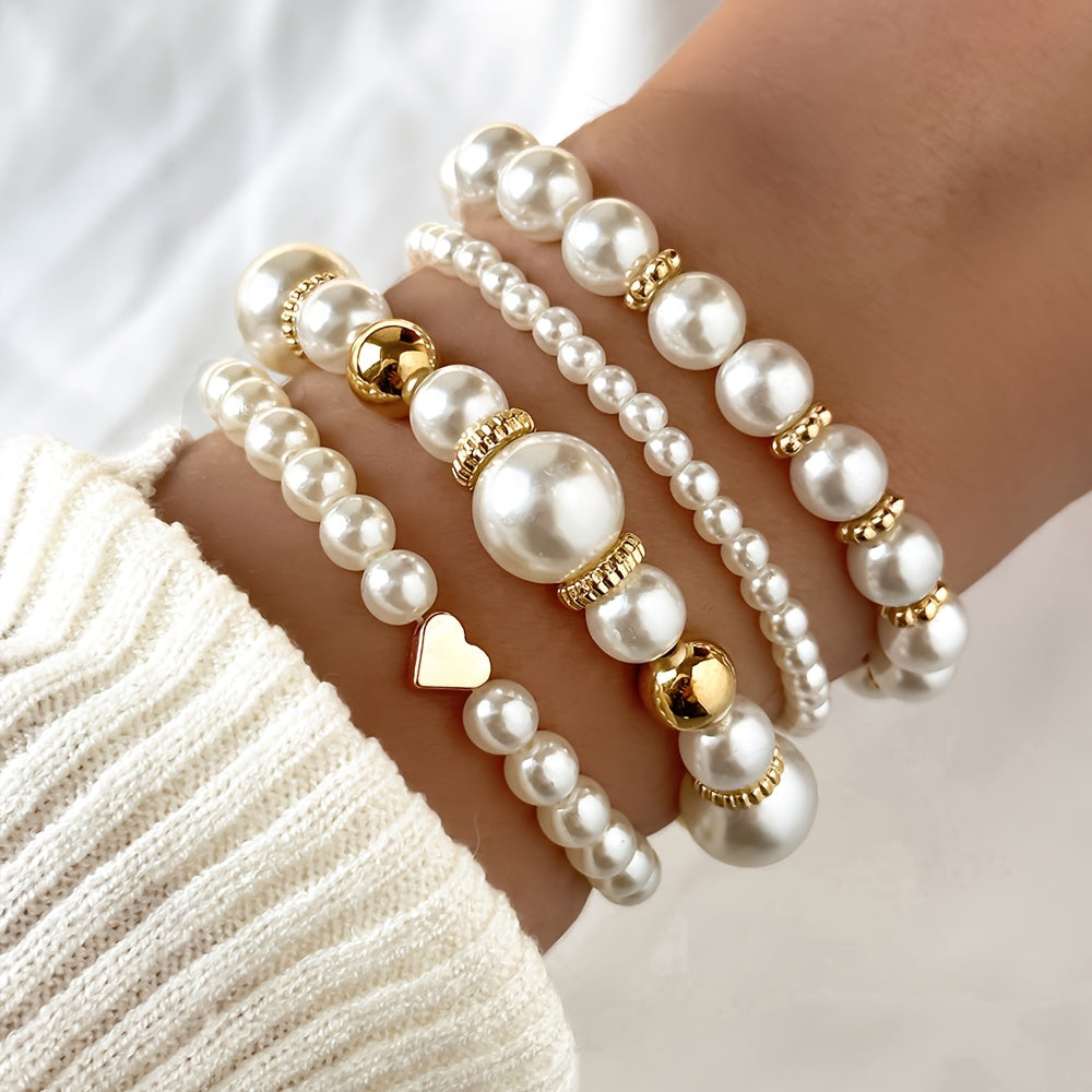Camila | Set de pulseras de perlas con corazón