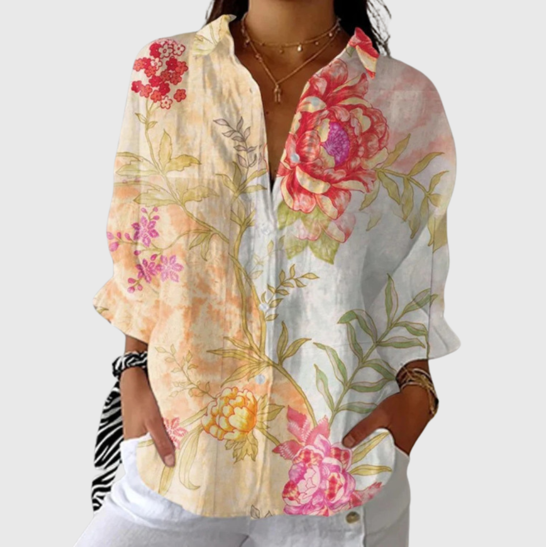 Rosalía | Blusa estampada naranja