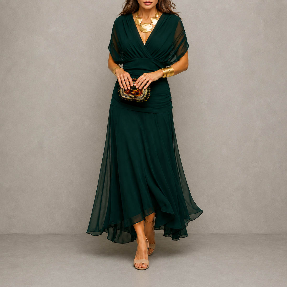 Emilia | Vestido de fiesta drapeado con escote en V