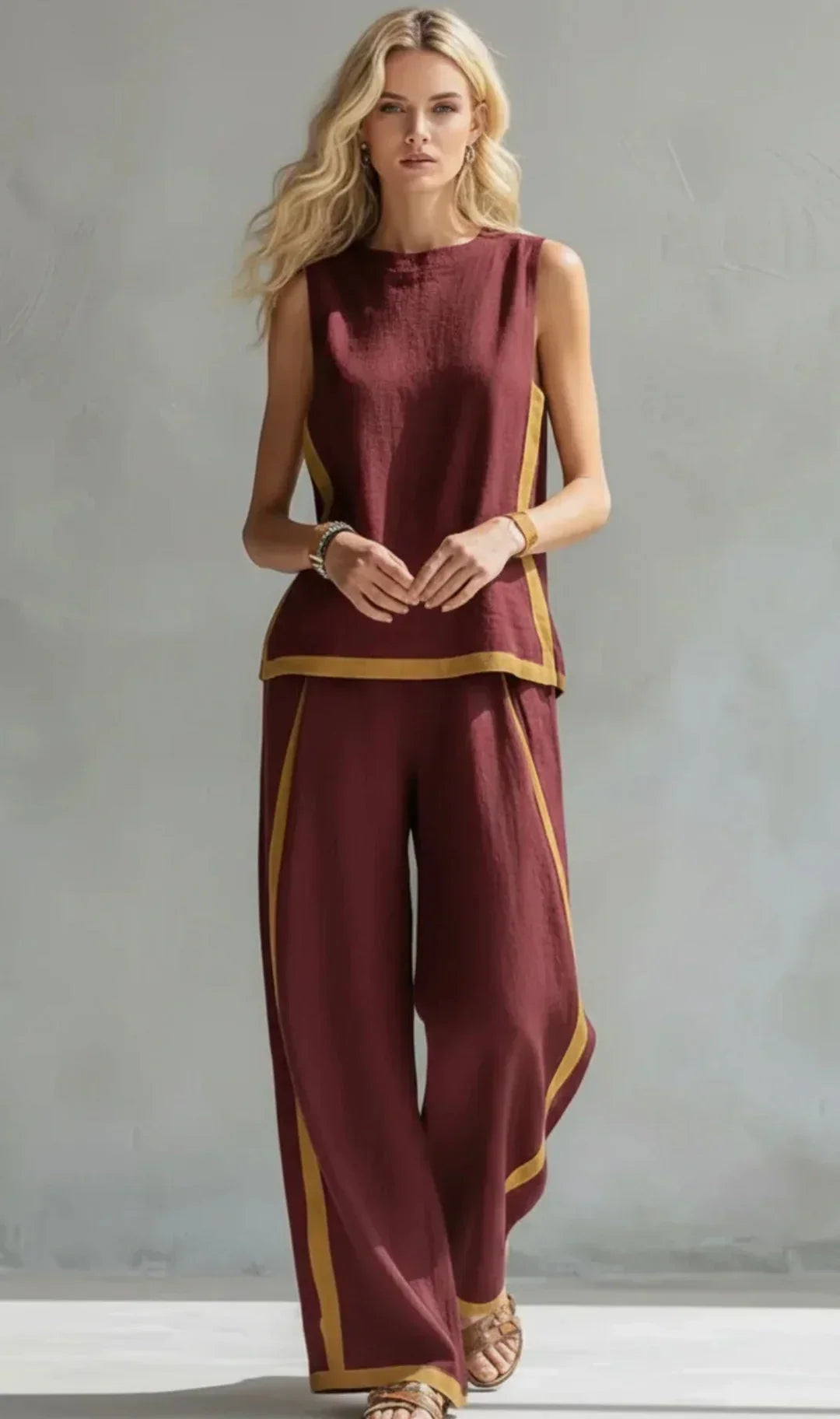 Ursula | Conjunto de chaleco y pantalón con ribetes bicolor