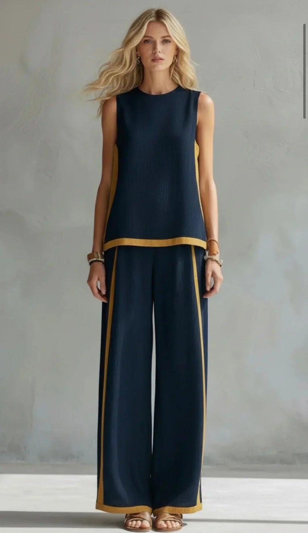 Ursula | Conjunto de chaleco y pantalón con ribetes bicolor