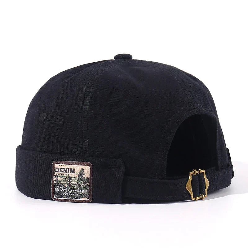 Gorro docker de algodón con borde vuelto
