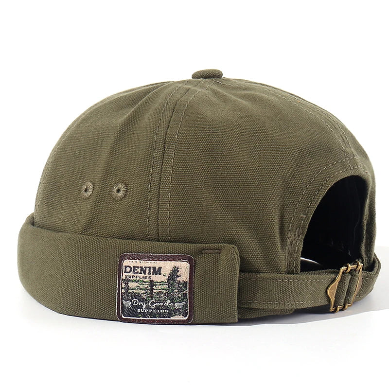 Gorro docker de algodón con borde vuelto