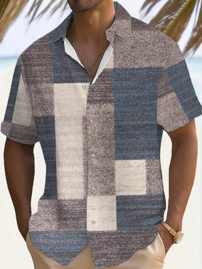 Camisa de manga corta con estampado patchwork