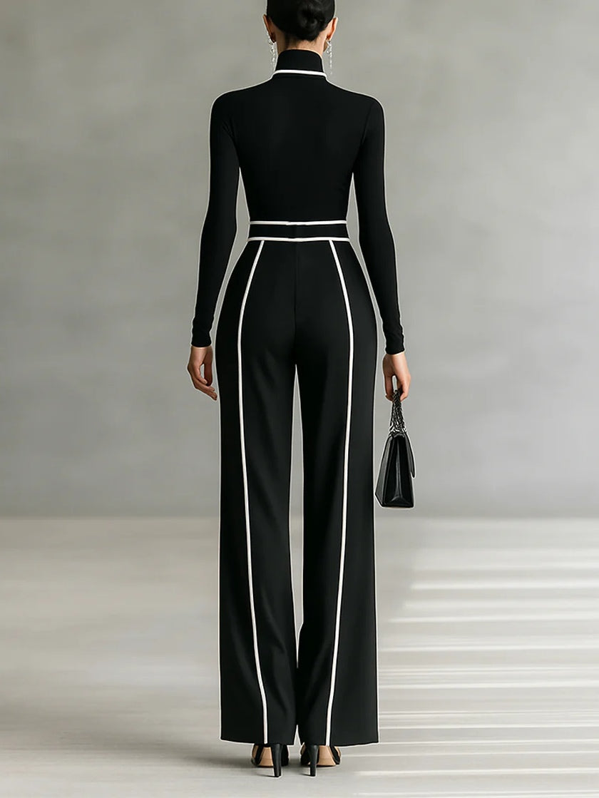 Emma | Conjunto negro de cuello alto y pantalón ancho