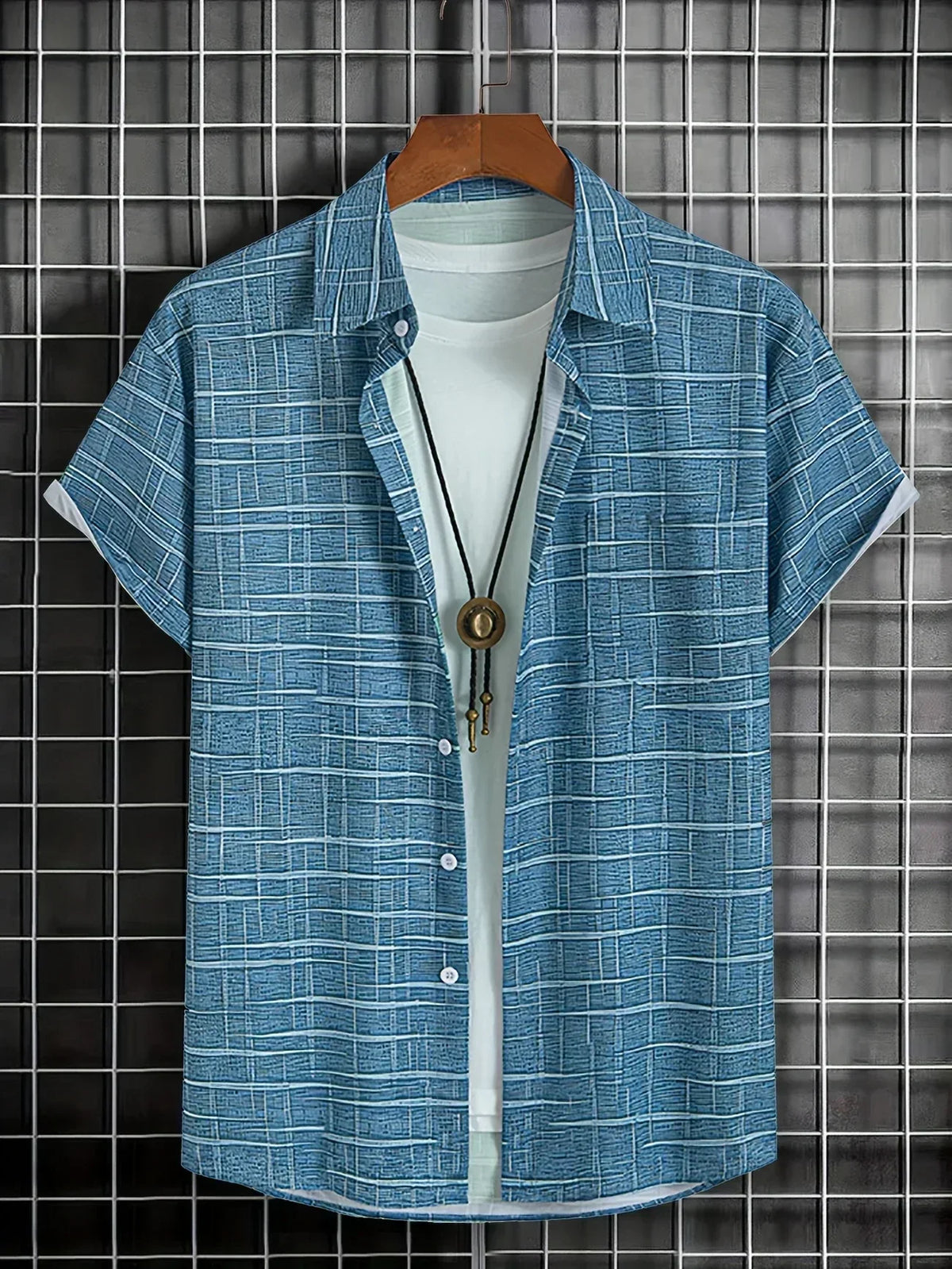 Camisa de manga corta de rayas y cuadros