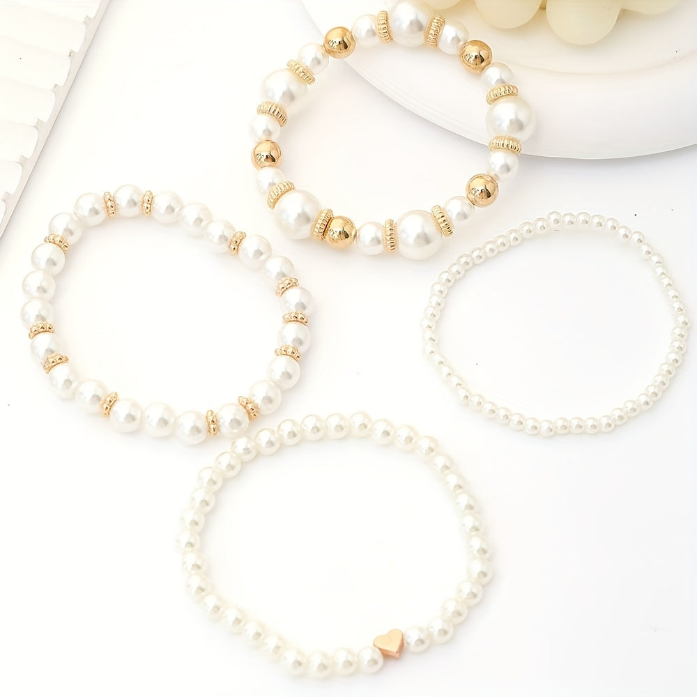 Camila | Set de pulseras de perlas con corazón