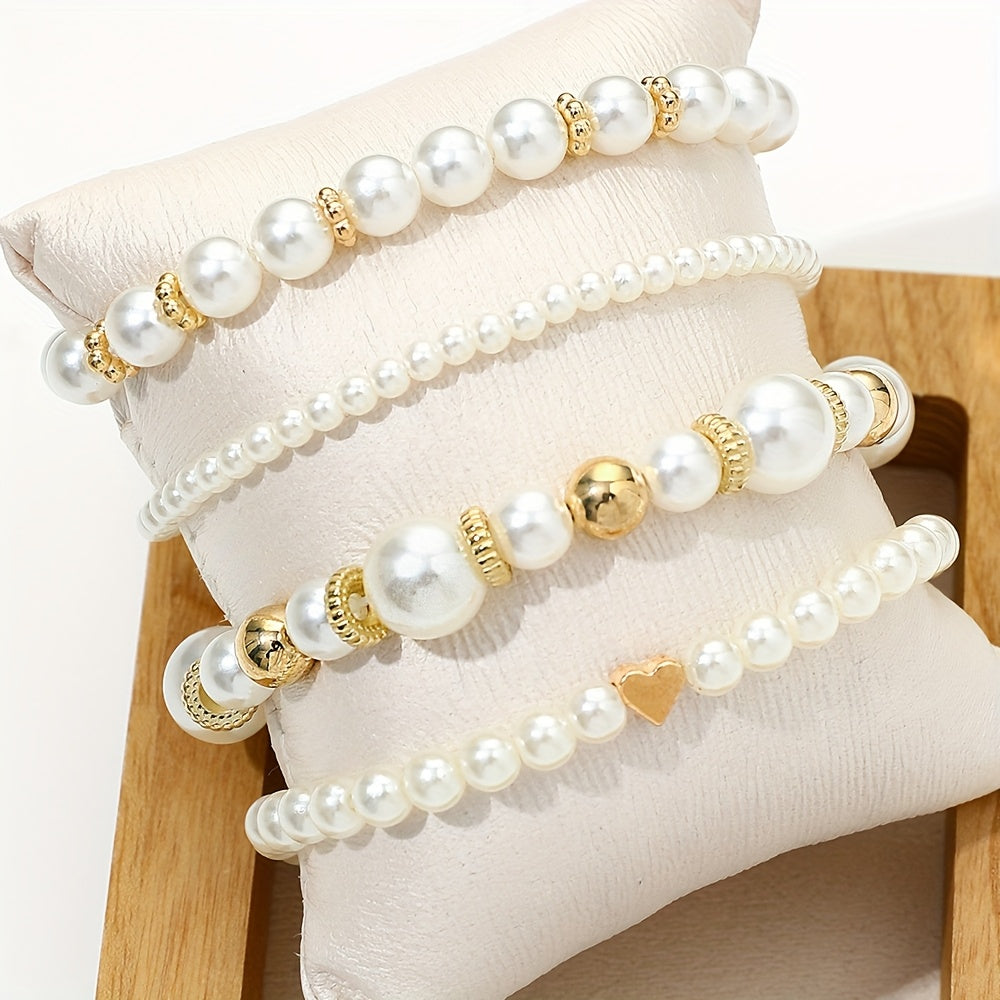 Camila | Set de pulseras de perlas con corazón