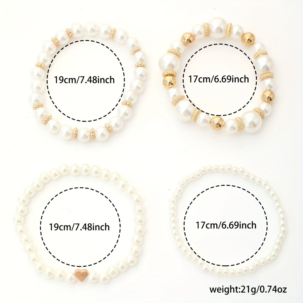 Camila | Set de pulseras de perlas con corazón