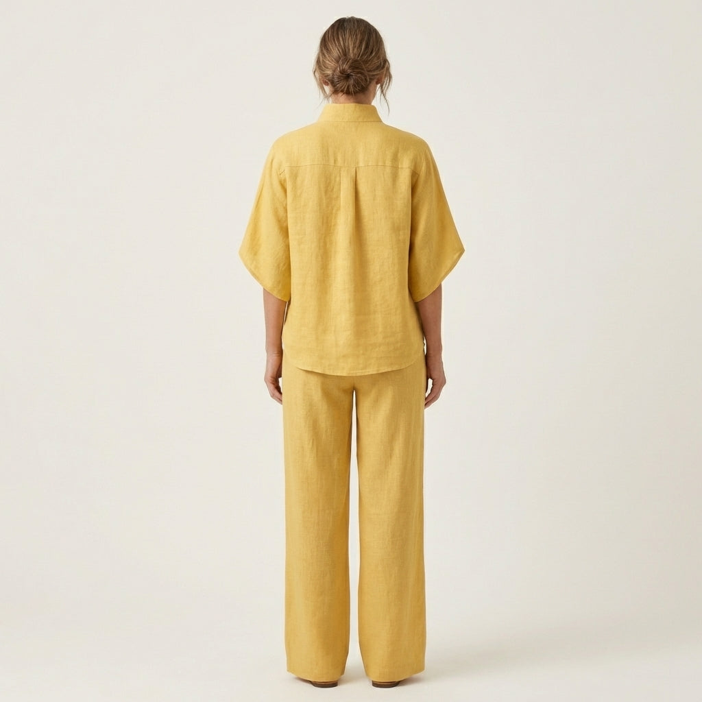Esther | Conjunto de algodón y lino con pantalón ancho