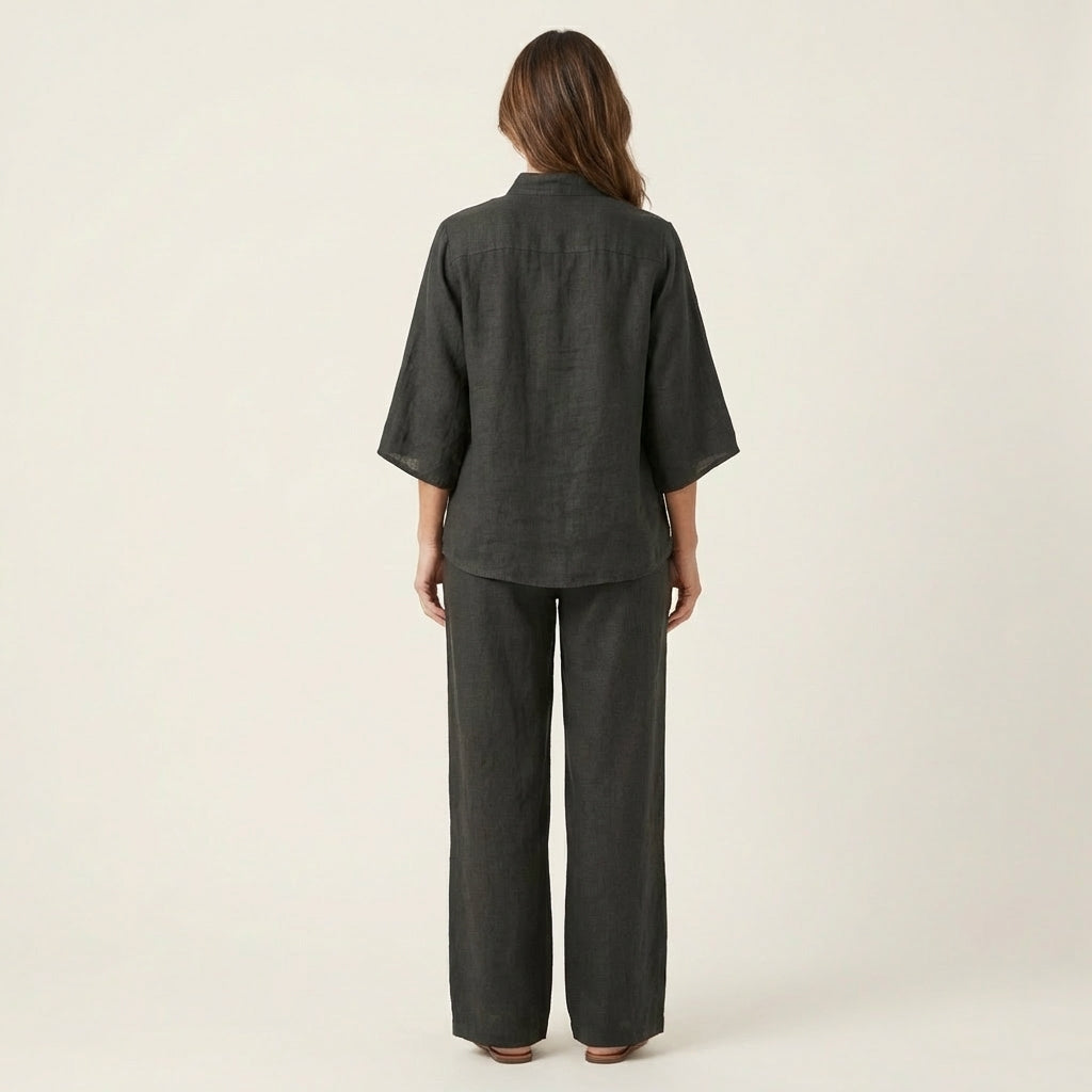 Esther | Conjunto de algodón y lino con pantalón ancho