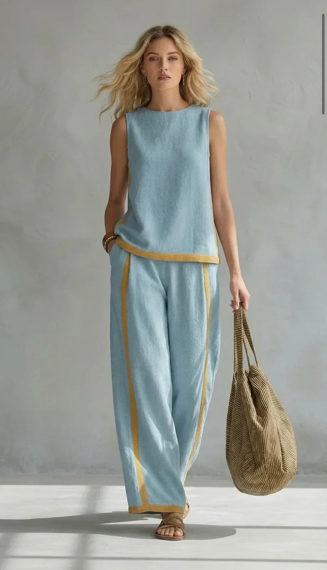 Ursula | Conjunto de chaleco y pantalón con ribetes bicolor