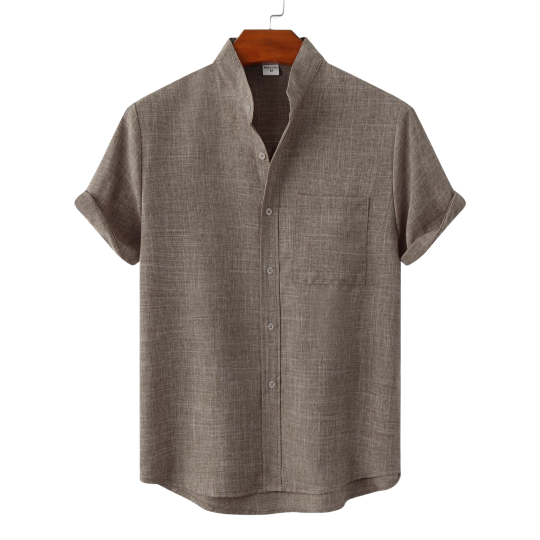 Camisa de algodón lisa con botones