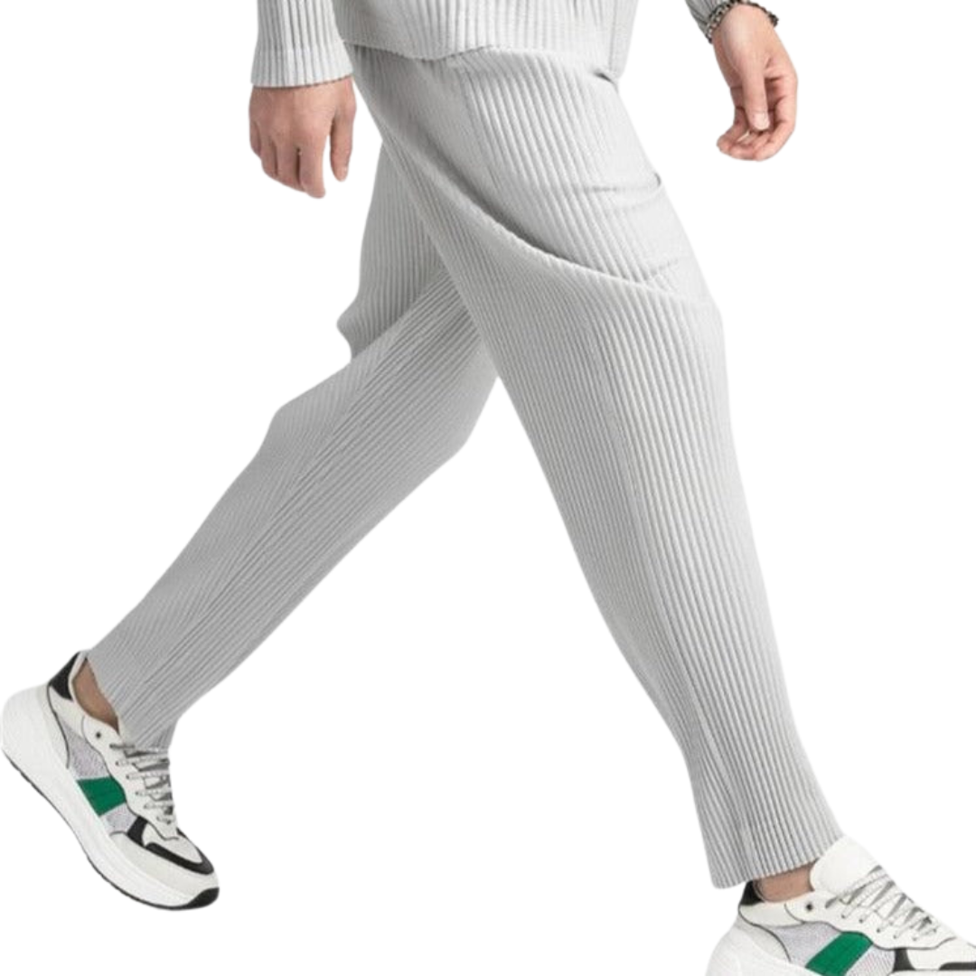 Pantalón de algodón con textura acanalada