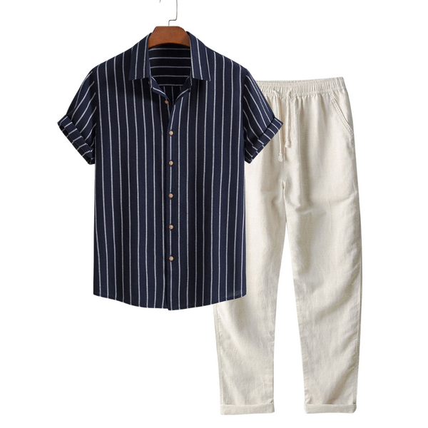 Conjunto de lino de manga corta