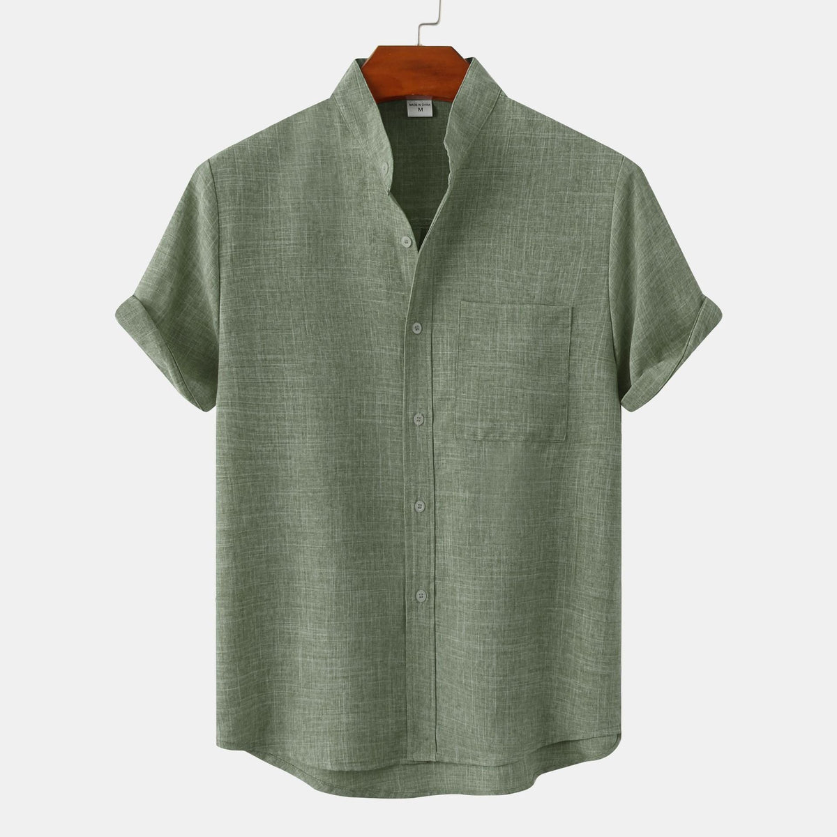 Camisa de algodón lisa con botones