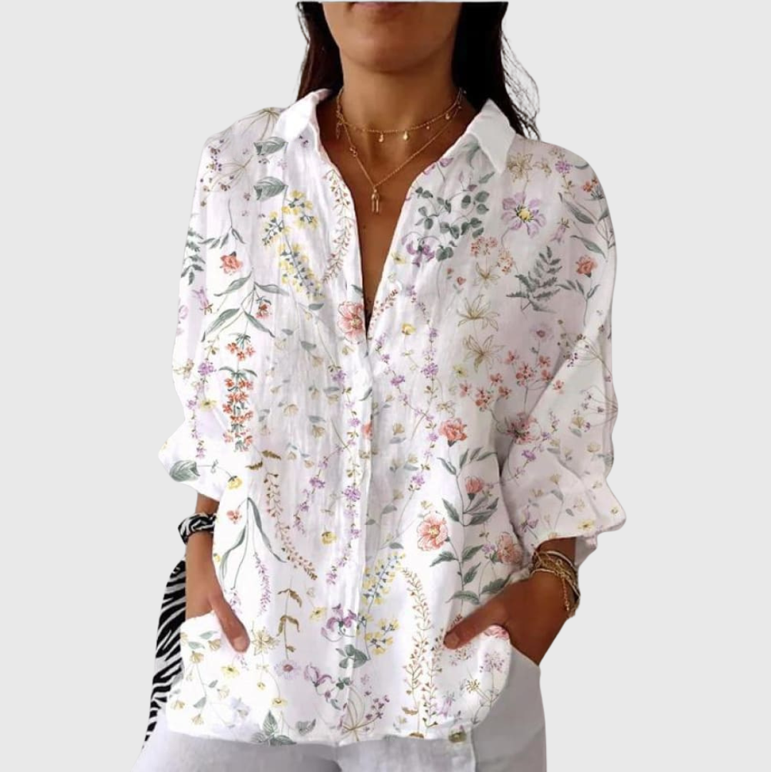 Clemencia | Blusa blanca estampada