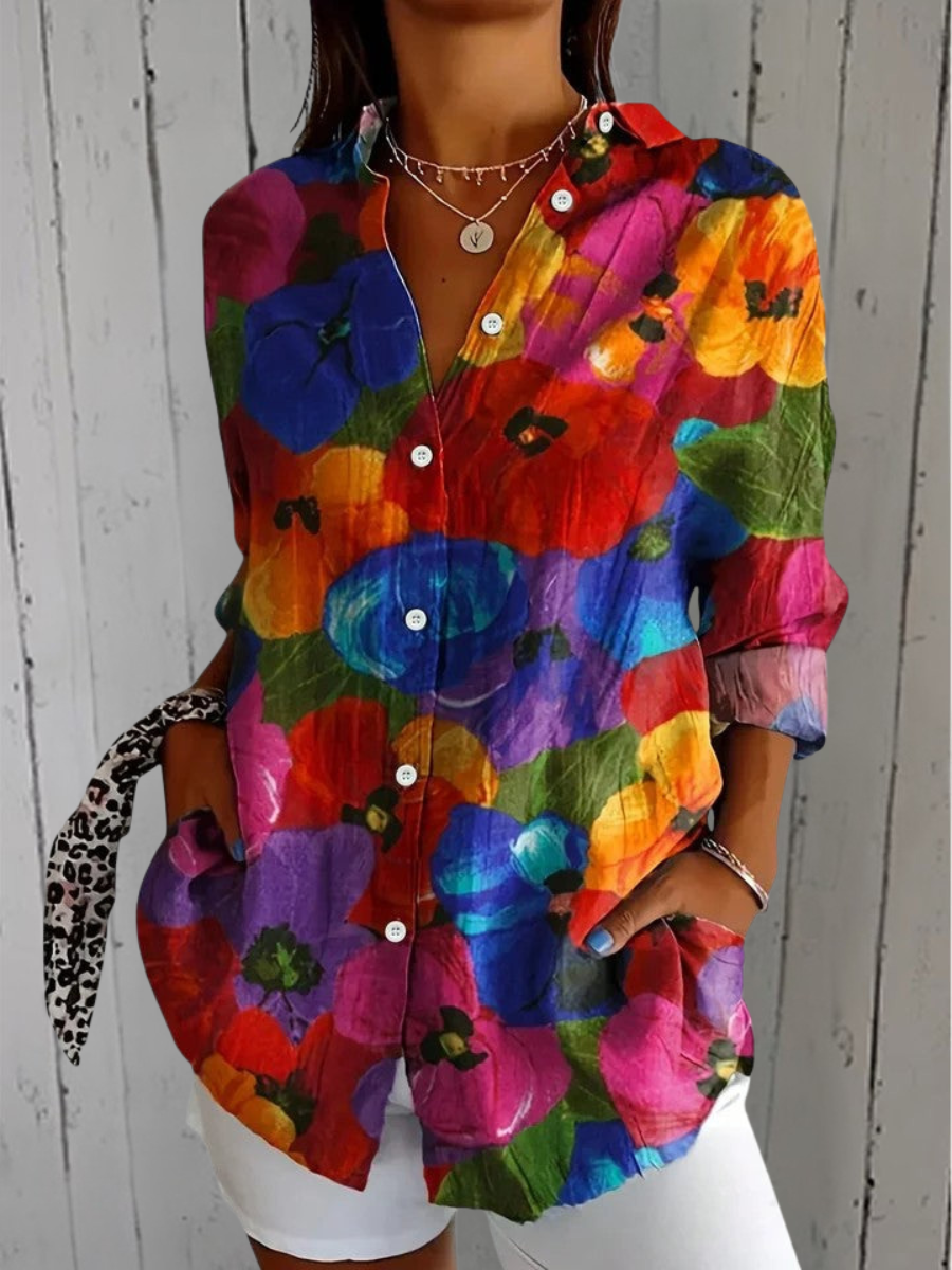 Ana | Blusa abotonada de estampado artístico