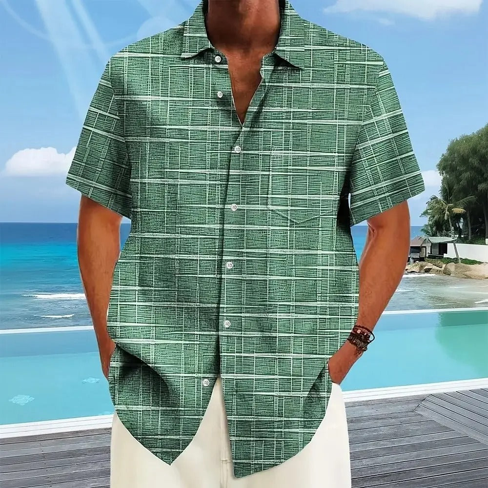 Camisa de manga corta de rayas y cuadros