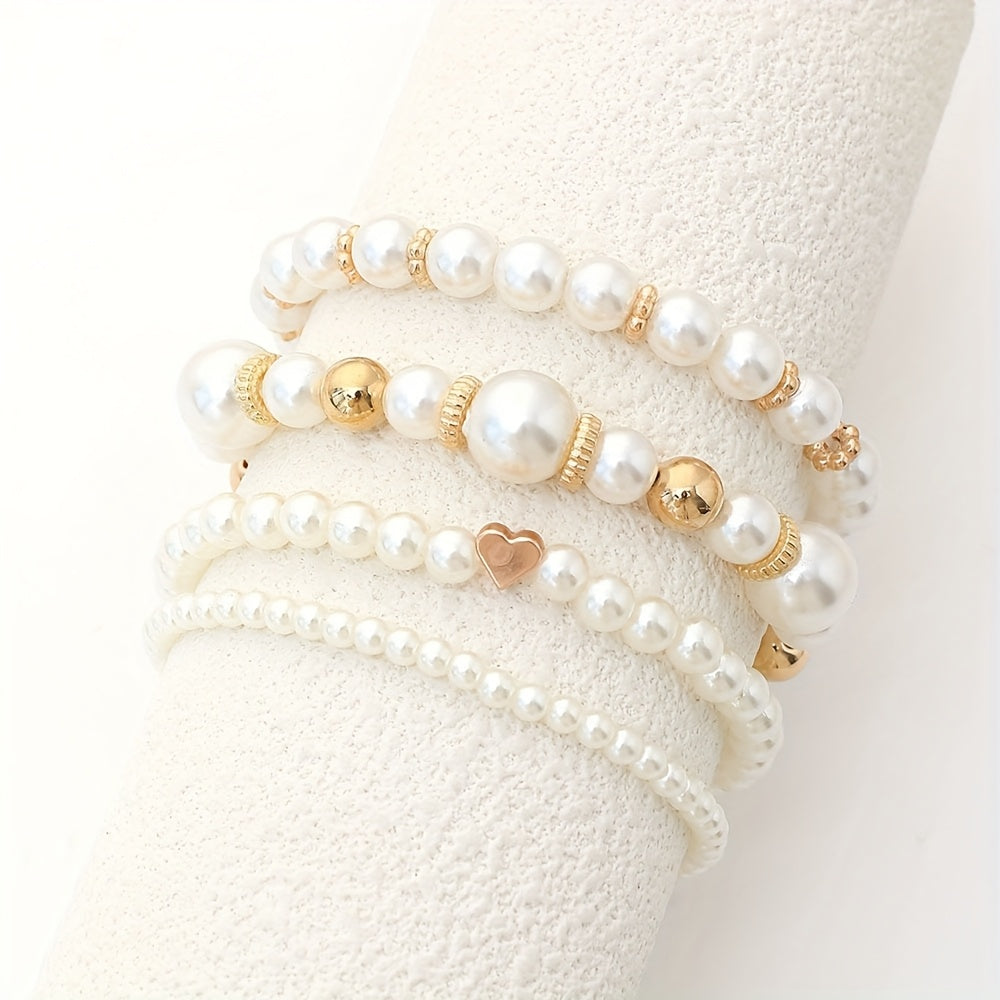Camila | Set de pulseras de perlas con corazón