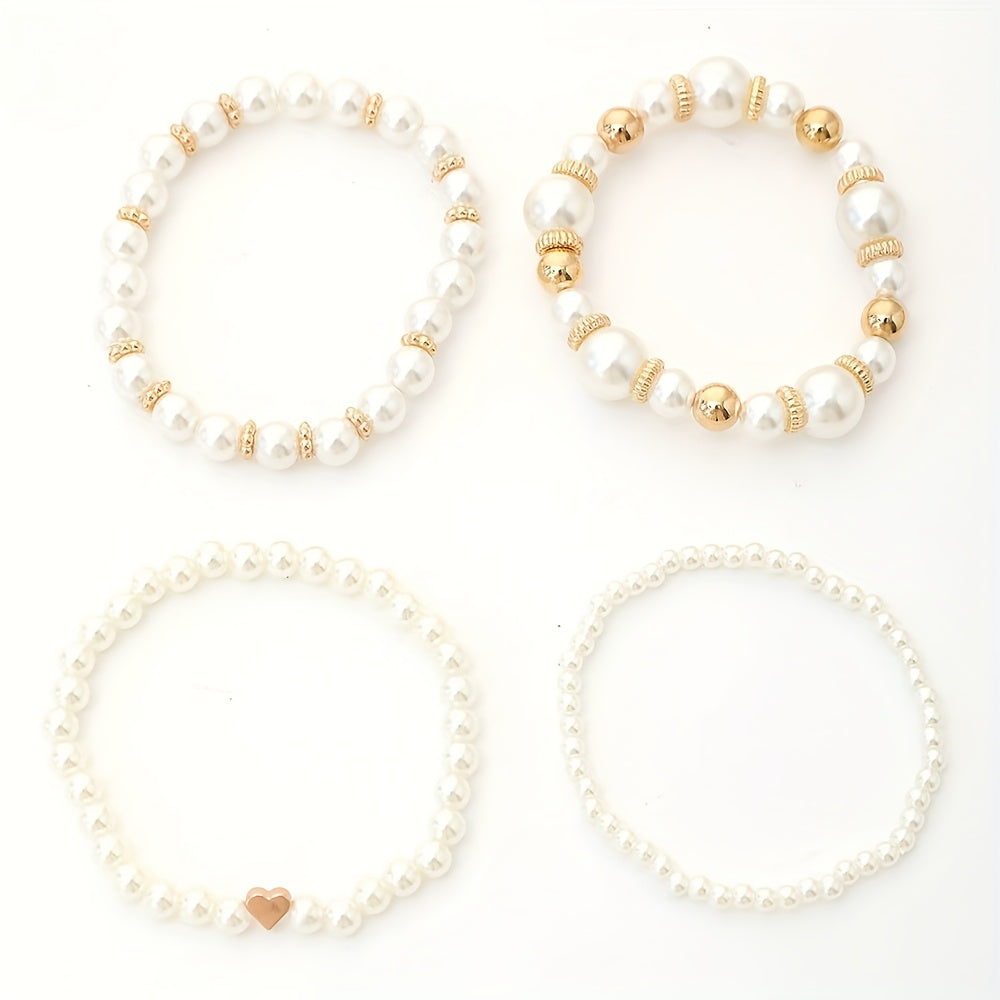 Camila | Set de pulseras de perlas con corazón