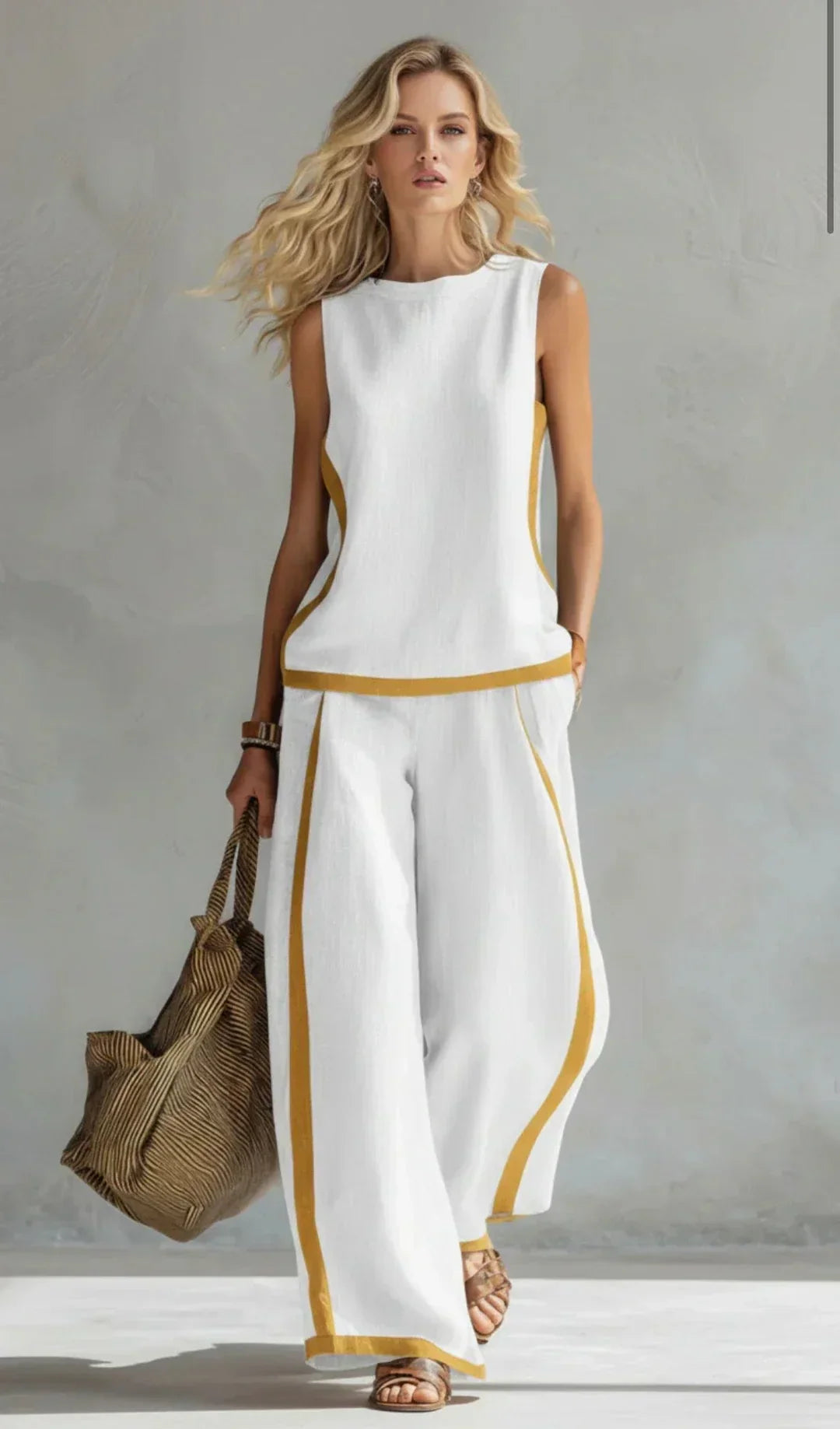 Ursula | Conjunto de chaleco y pantalón con ribetes bicolor