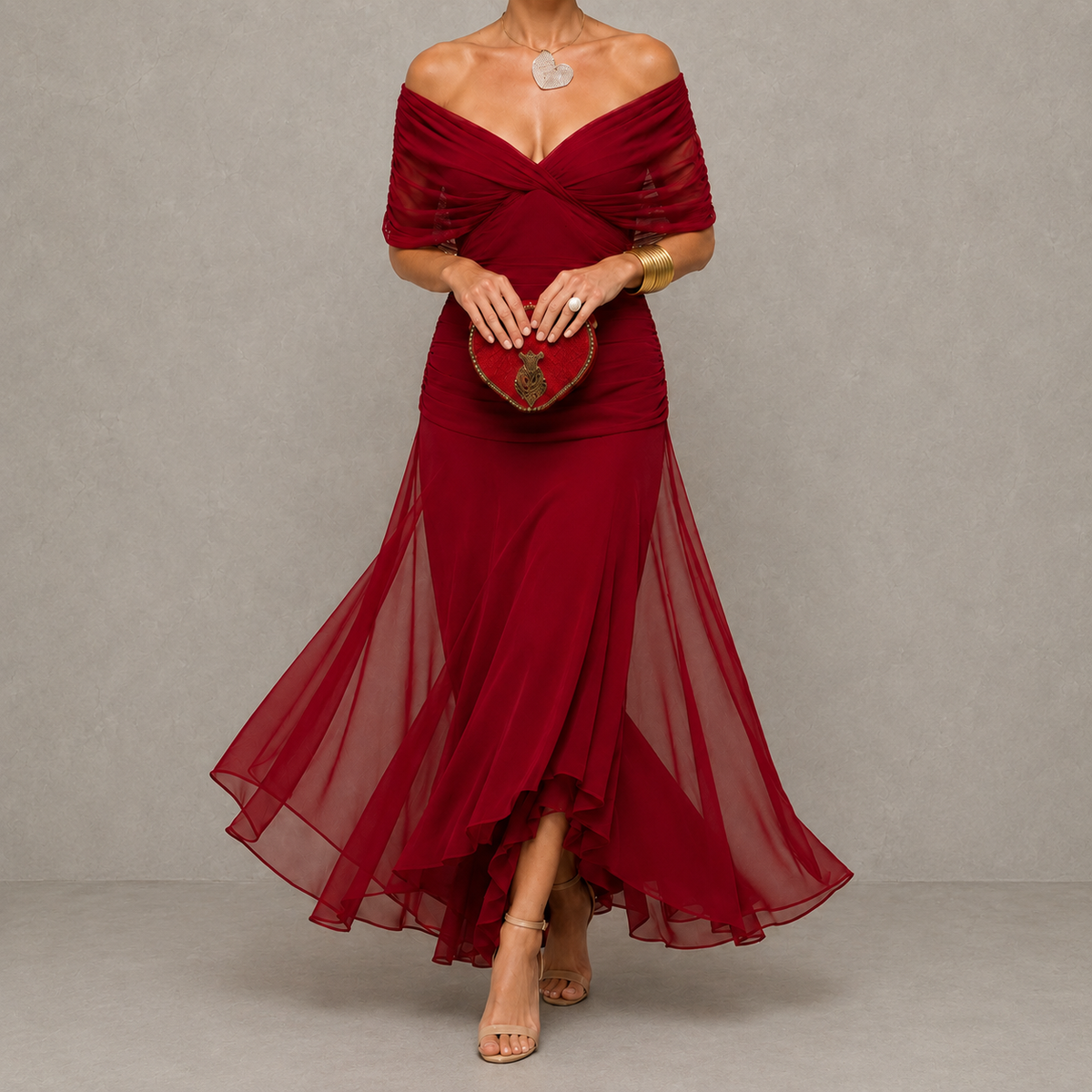 Emilia | Vestido de fiesta drapeado con escote en V