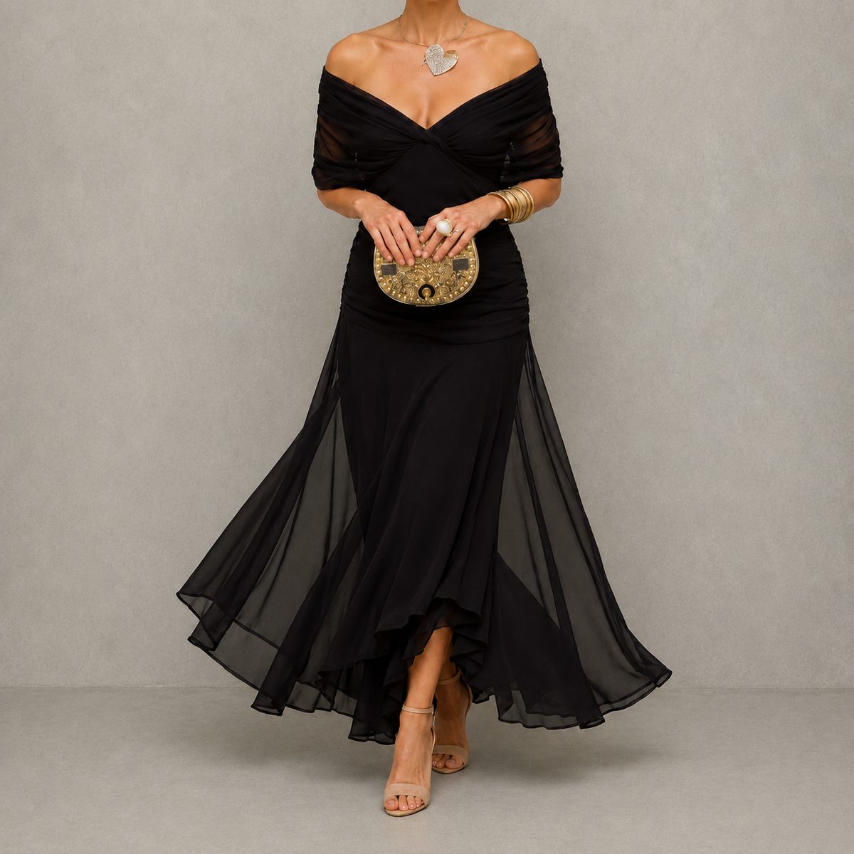 Emilia | Vestido de fiesta drapeado con escote en V