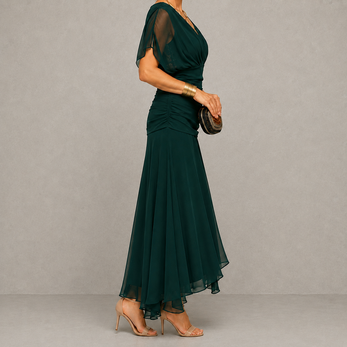 Emilia | Vestido de fiesta drapeado con escote en V