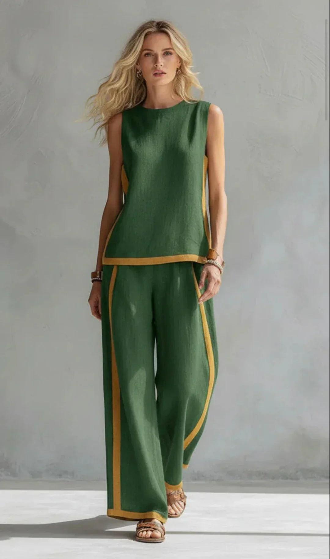 Ursula | Conjunto de chaleco y pantalón con ribetes bicolor