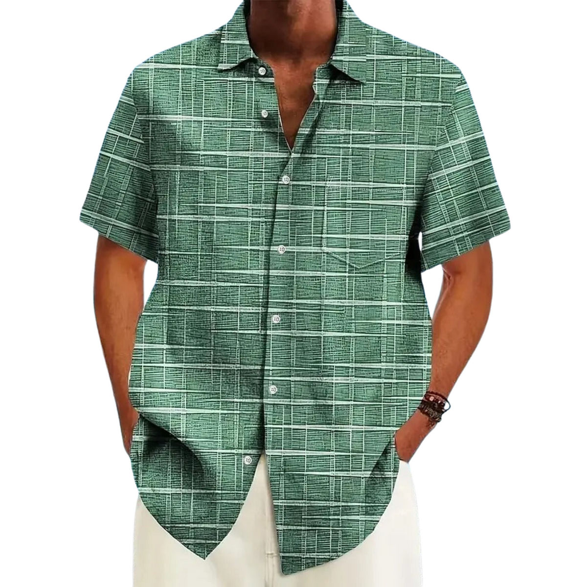 Camisa de manga corta de rayas y cuadros