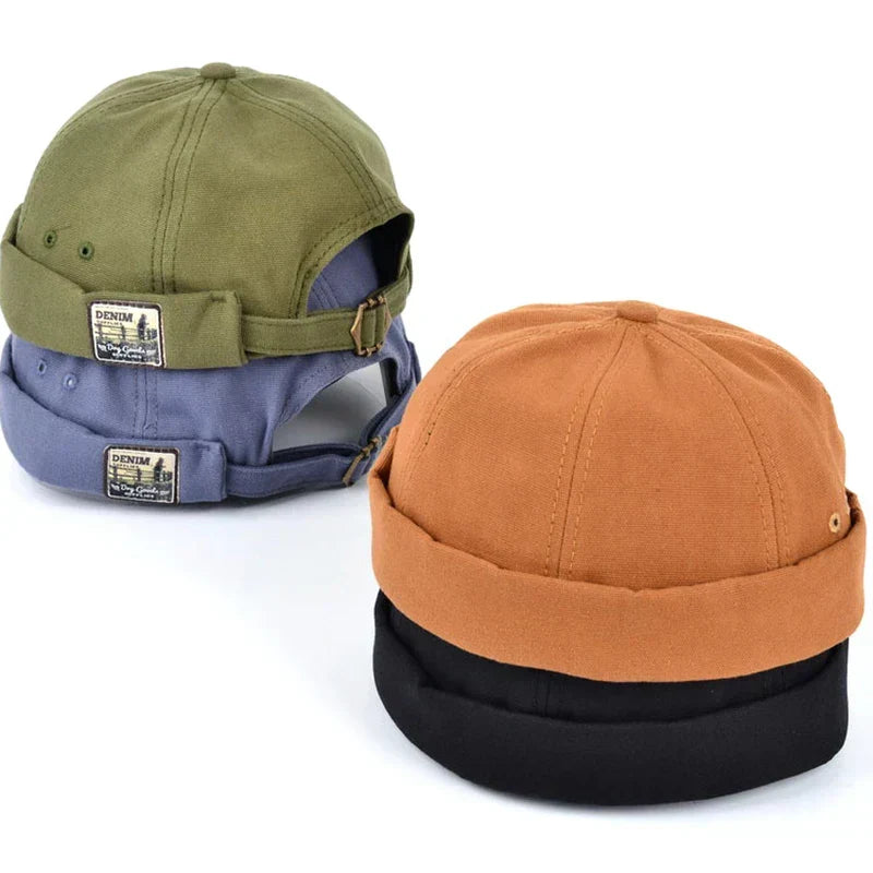 Gorro docker de algodón con borde vuelto