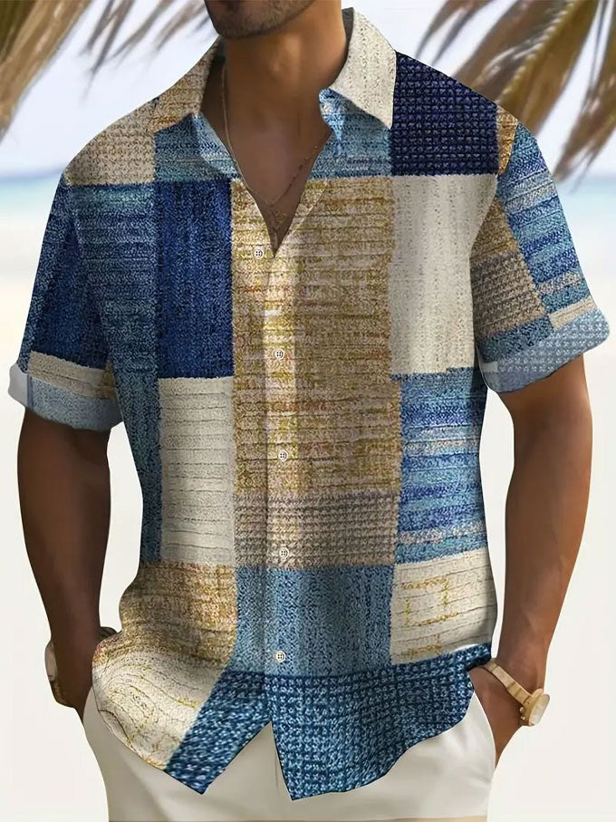 Camisa de manga corta con estampado patchwork