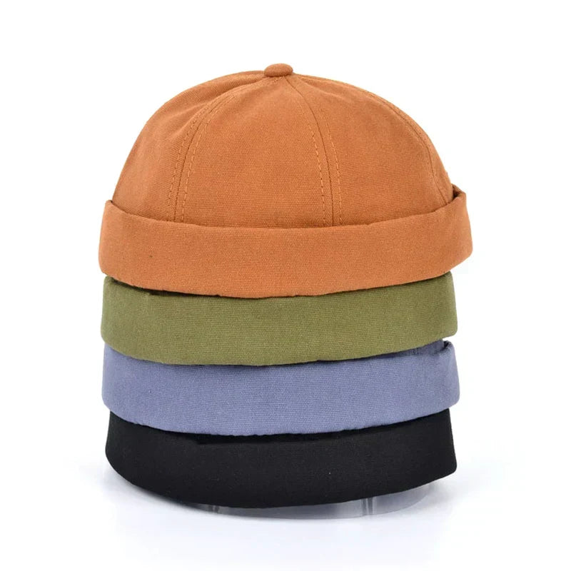 Gorro docker de algodón con borde vuelto