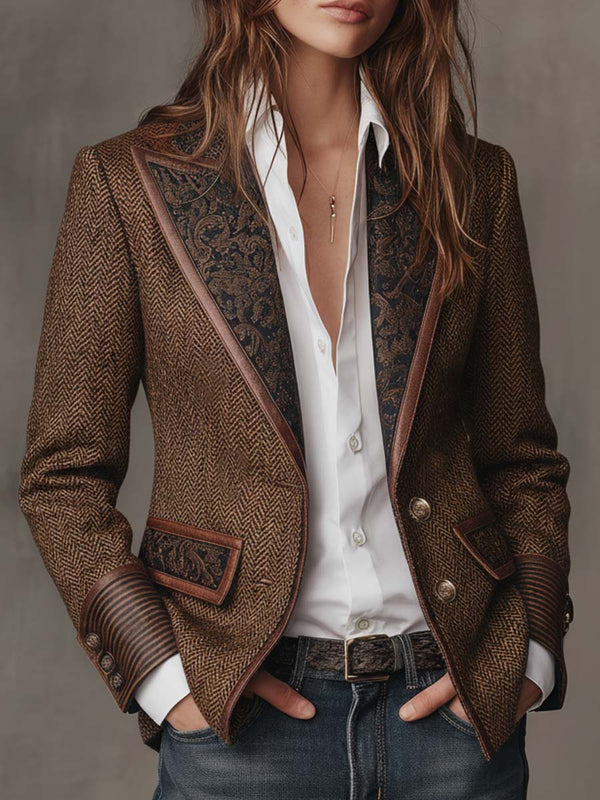 Gisela | Blazer con paneles de estampado de espiga