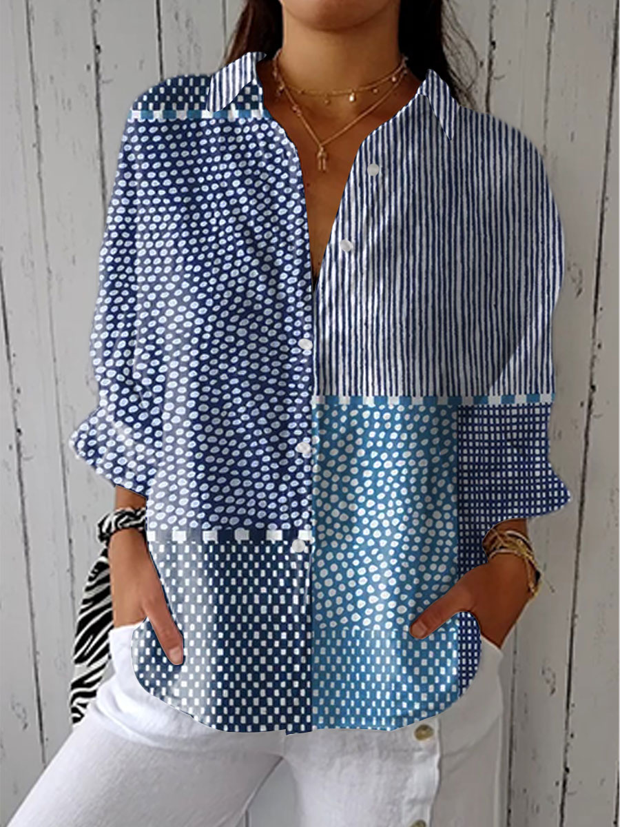 Rosalía | Blusa patchwork en tonos azules