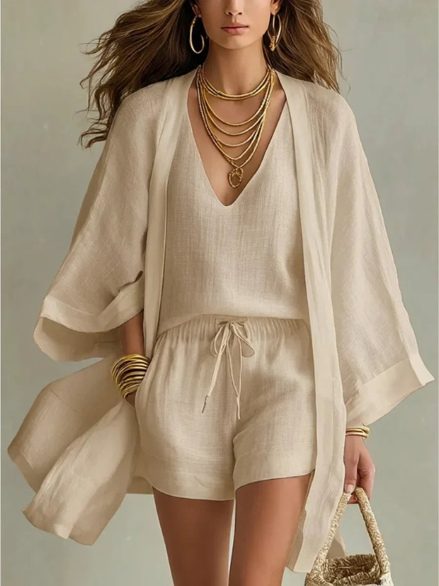 Carlota | Conjunto de tres piezas con chaleco y short
