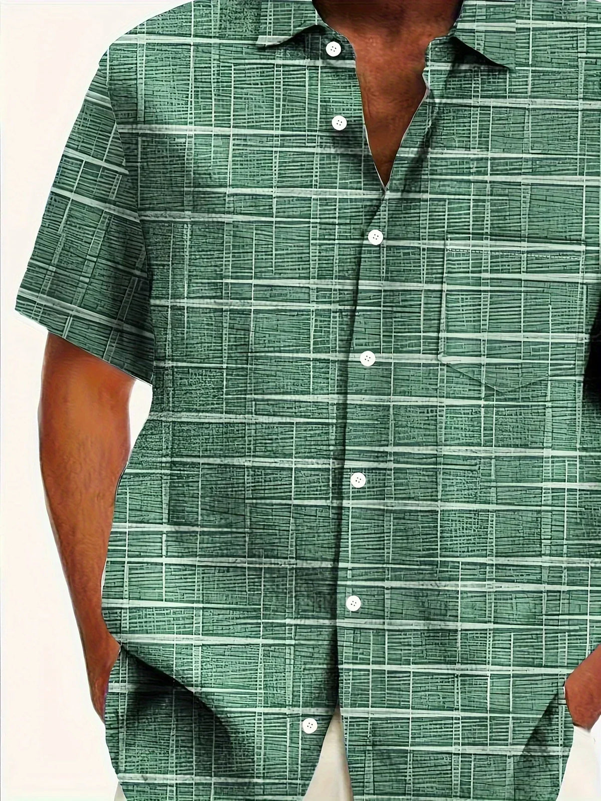 Camisa de manga corta de rayas y cuadros