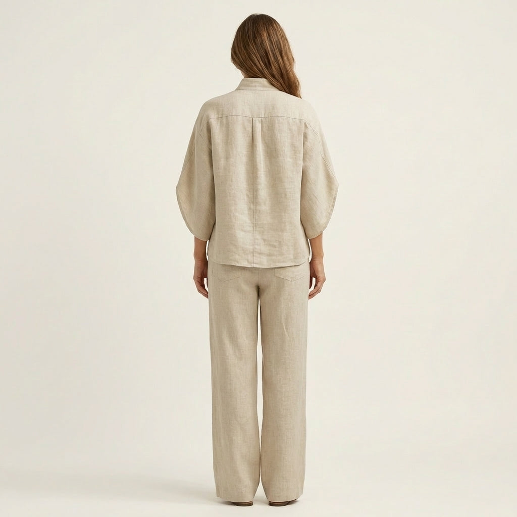 Esther | Conjunto de algodón y lino con pantalón ancho