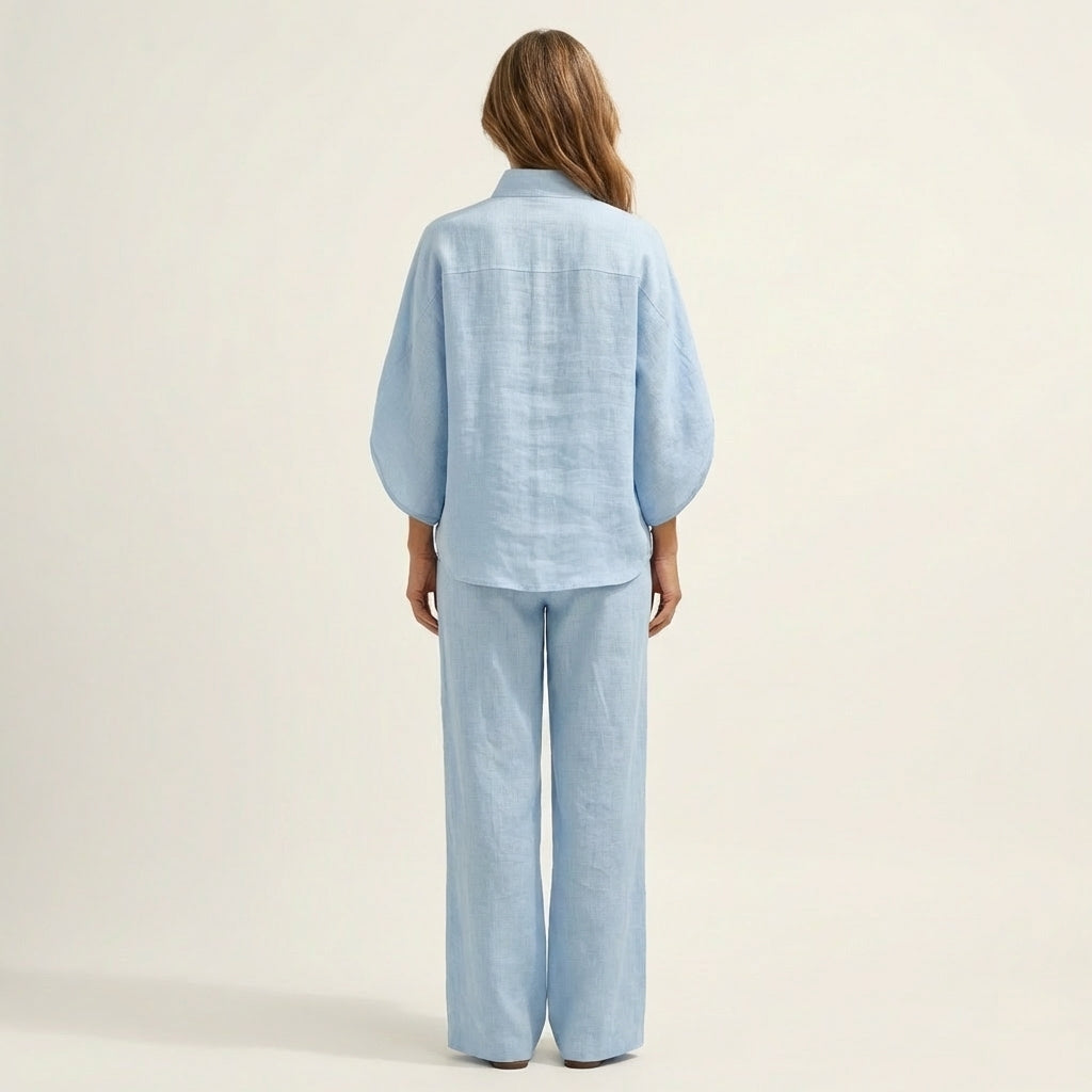 Esther | Conjunto de algodón y lino con pantalón ancho