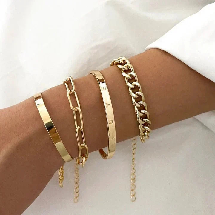 Simona | Set de pulseras doradas modernas
