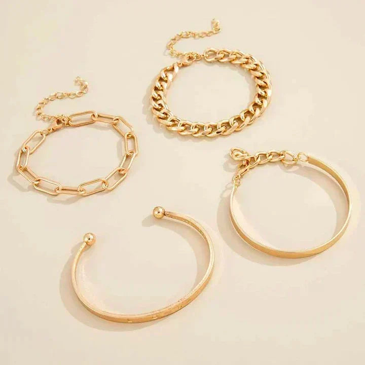 Simona | Set de pulseras doradas modernas