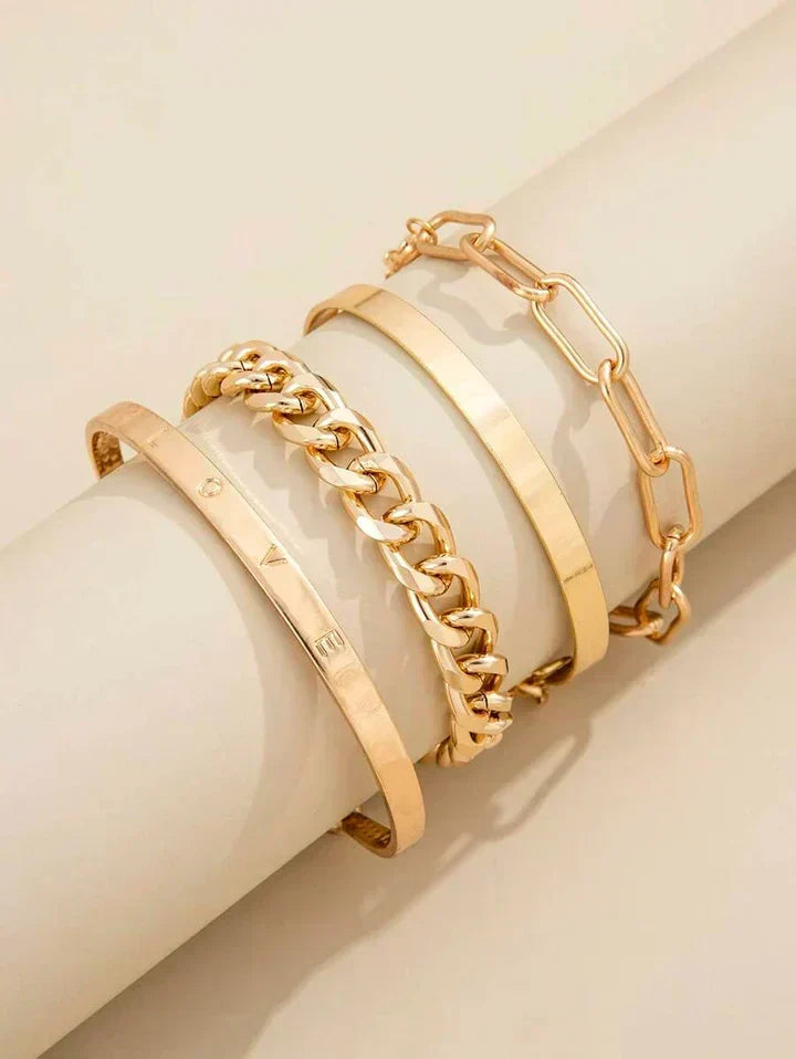 Simona | Set de pulseras doradas modernas